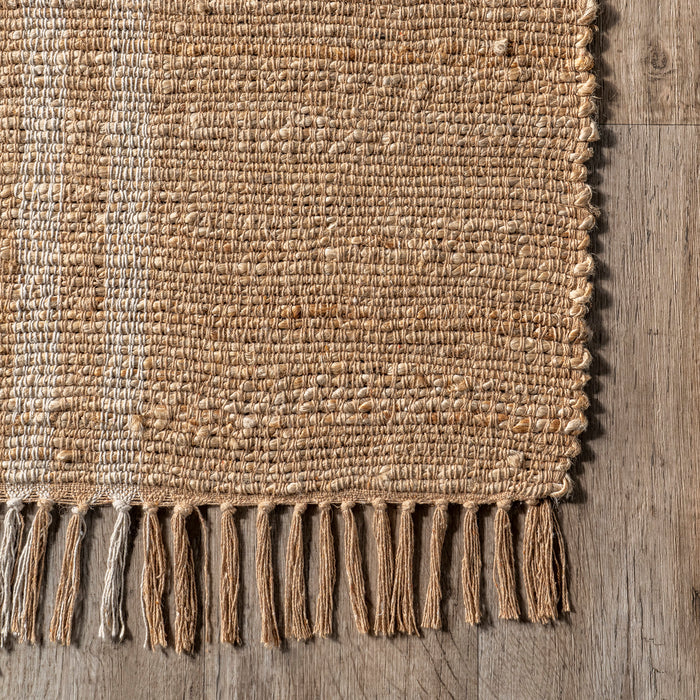 Natural Jute Striped Area Rug 150cm for Home Décor