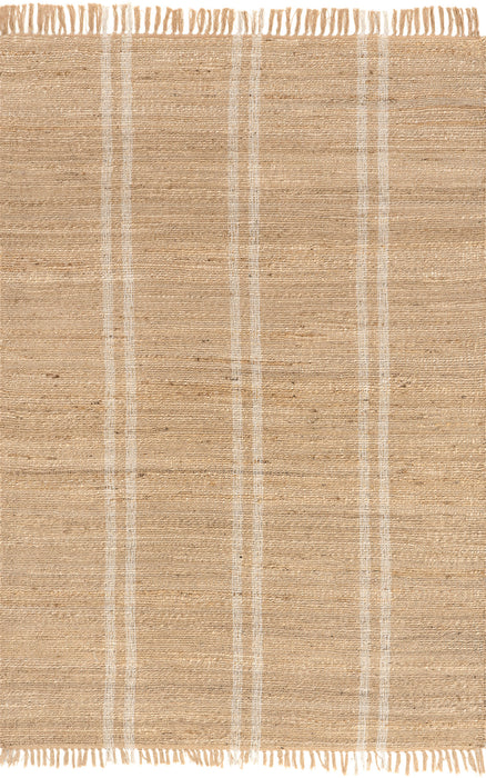 Natural Jute Striped Area Rug 150cm for Home Décor