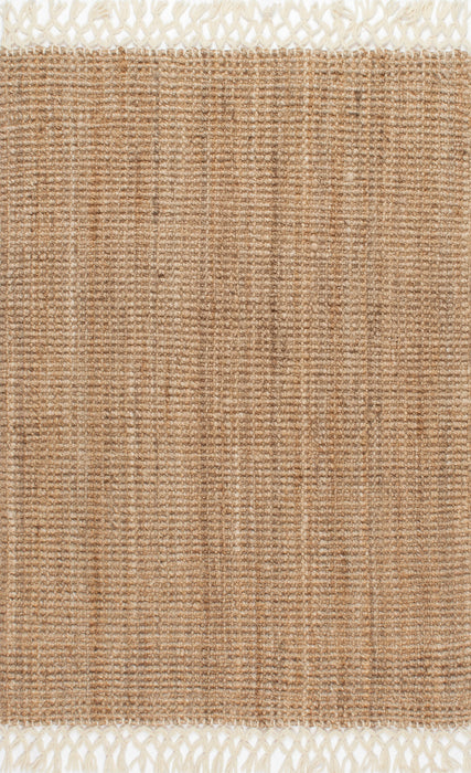 Tappeto con frange in lana di juta naturale 80x150 cm