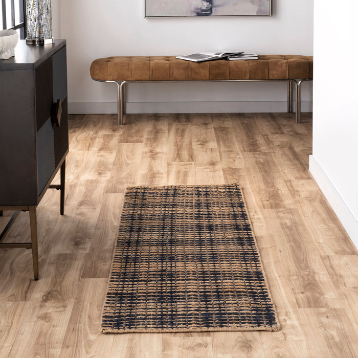 Natural Plaid Jute Area Rug 60x90 cm for Living Room