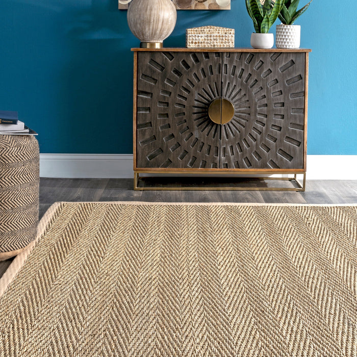 Natural Seagrass Herringbone Area Rug 120x180 cm