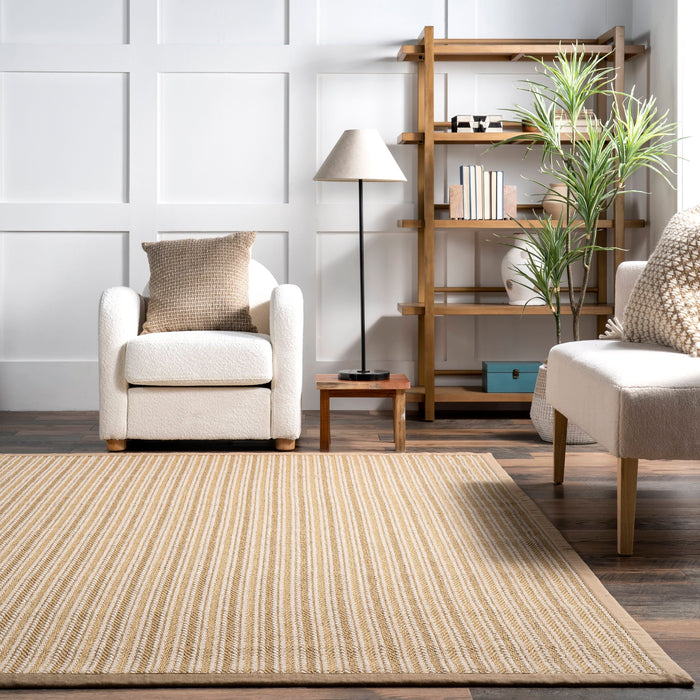 Natural Sisal Rug with Pinstriped Design for Home Decor