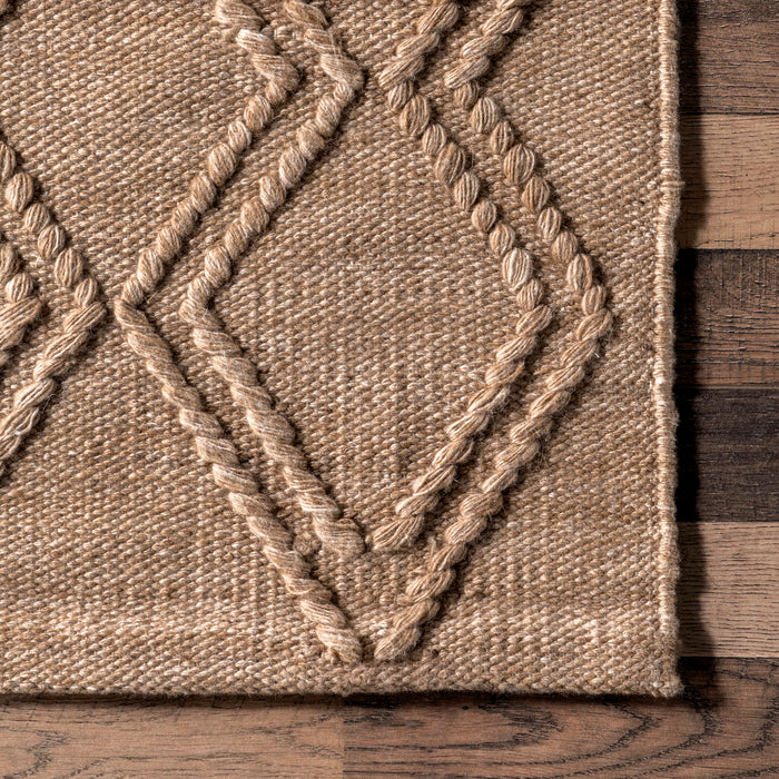 Natural Textured Trellis Area Rug 100% Recycled PET