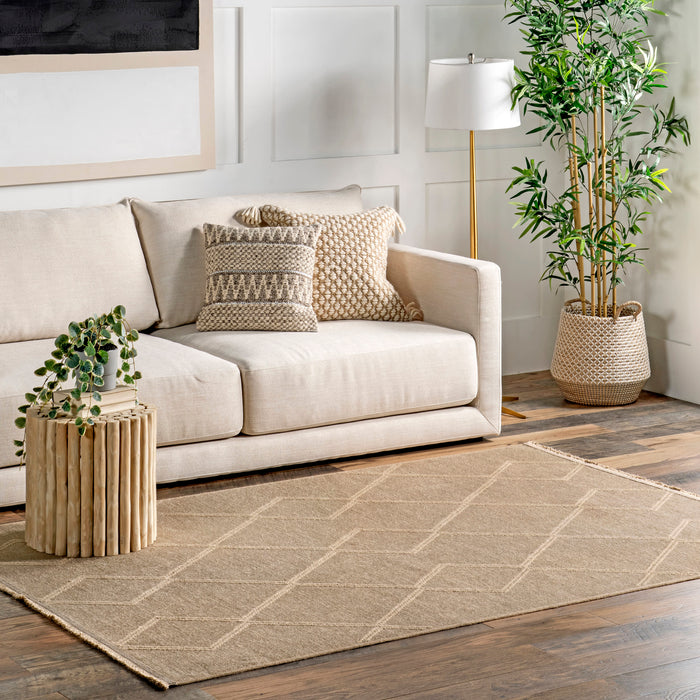 Natural Trellis Area Rug 152 cm Soft Durable Comfort