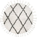 Natural Wool Shag Rug with Grey Diamond Pattern 150x200 cm