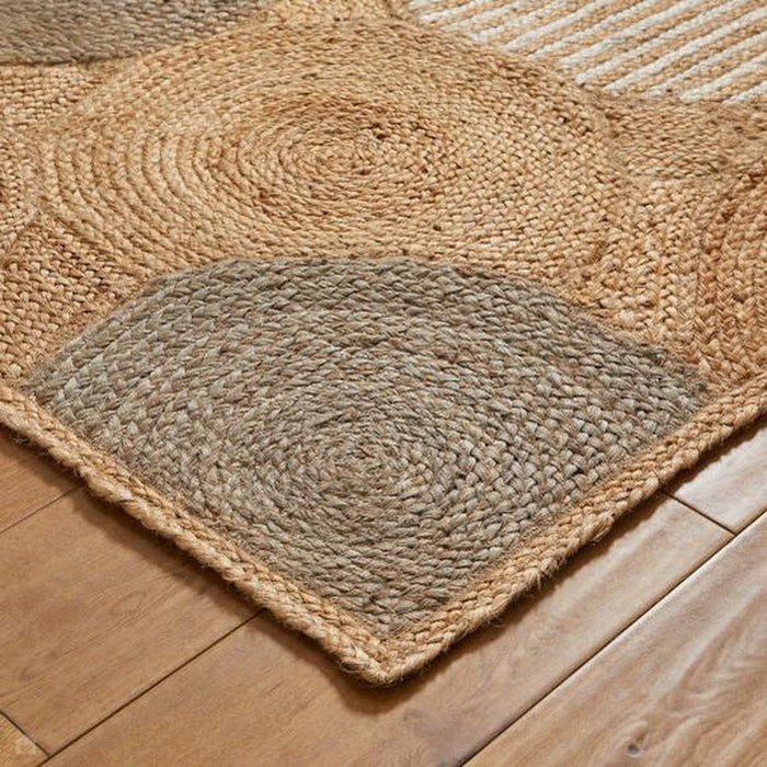 Naturals Hand-Woven Jute Flatweave Circles Natural/Bleach Rug