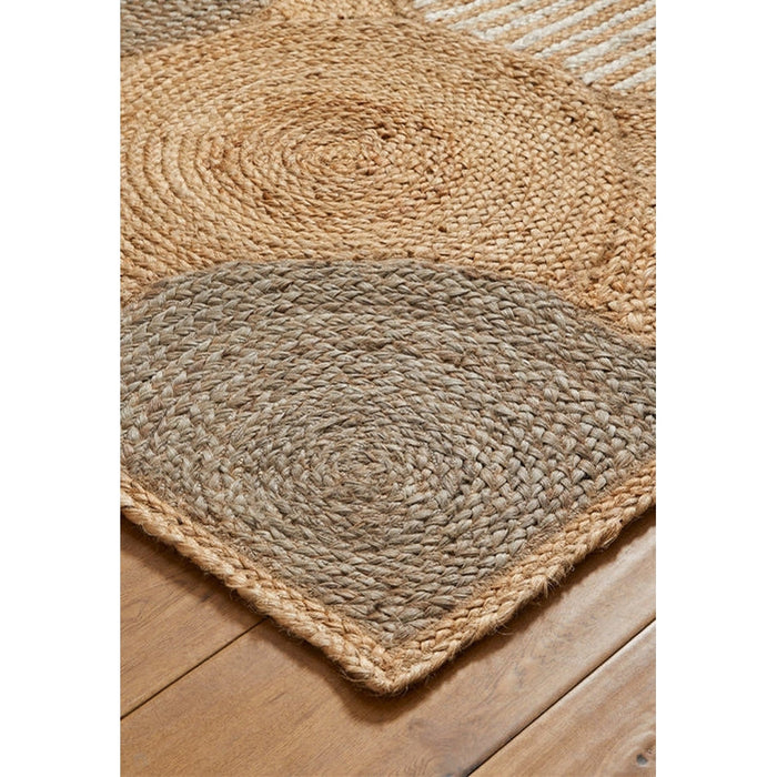 Naturals Hand-Woven Jute Flatweave Circles Natural/Bleach Runner