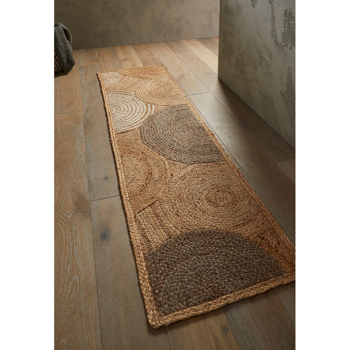 Naturals Hand-Woven Jute Flatweave Circles Natural/Bleach Runner