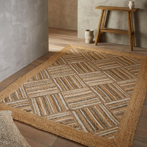 Naturals Hand-Woven Jute Flatweave Squares Natural/Bleach Rug