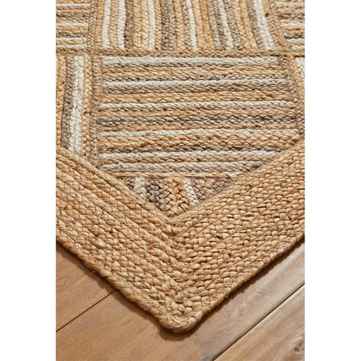 Naturals Hand-Woven Jute Flatweave Squares Natural/Bleach Runner