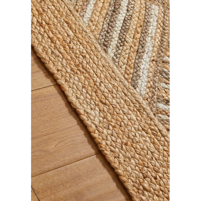 Naturals Hand-Woven Jute Flatweave Squares Natural/Bleach Runner