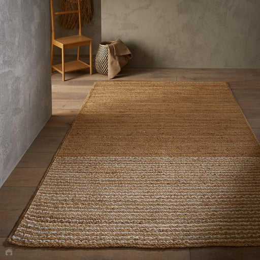 Naturals Hand-Woven Jute Flatweave Stripes Natural/Bleach Rug