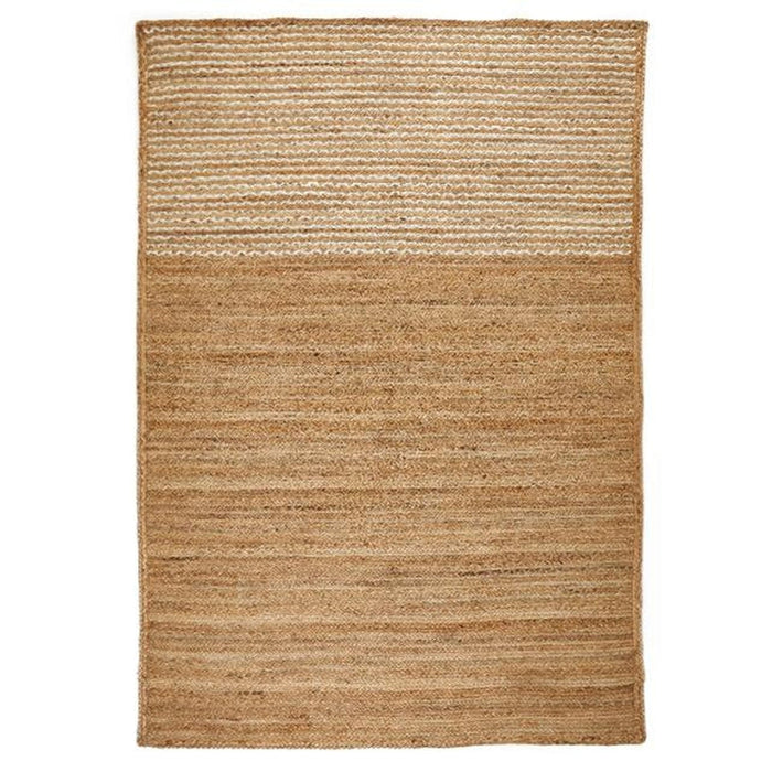 Naturals handgeweven jute platgeweven tapijt met strepen naturel/bleekmiddel