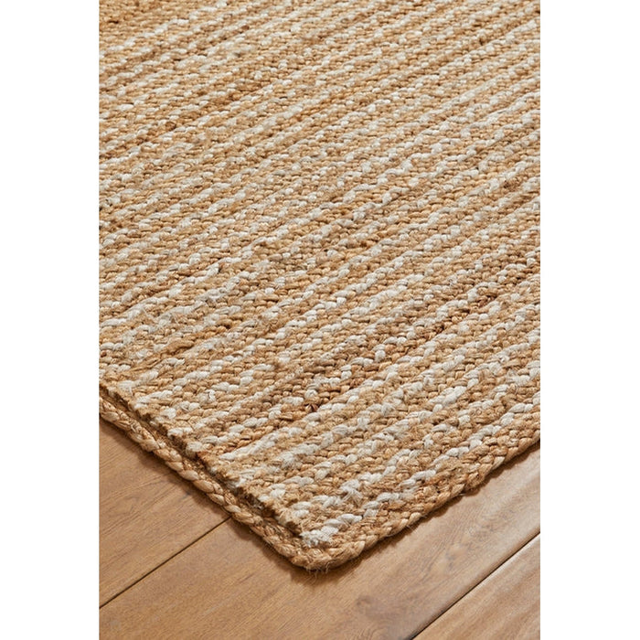 Naturals Hand-Woven Jute Flatweave Stripes Natural/Bleach Runner