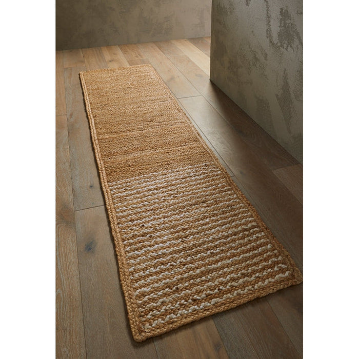 Naturals Hand-Woven Jute Flatweave Stripes Natural/Bleach Runner