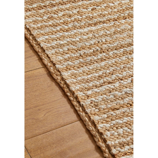 Naturals Hand-Woven Jute Flatweave Stripes Natural/Bleach Runner