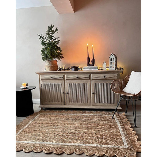 Naturals Jute Scallop Border Flatweave Natural/Bleach Rug