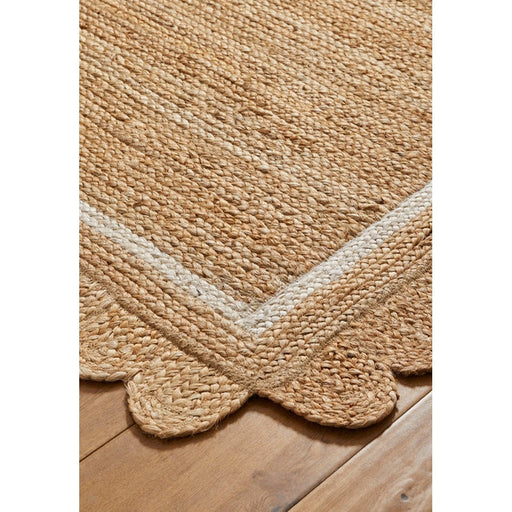 Naturals Jute Scallop Border Flatweave Natural/Bleach Runner