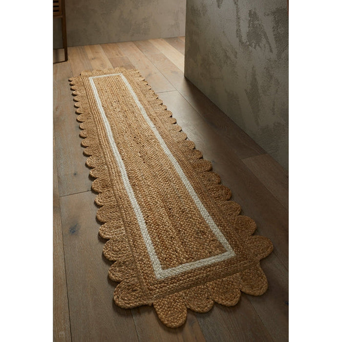 Naturals Jute Scallop Border Flatweave Natural/Bleach Runner