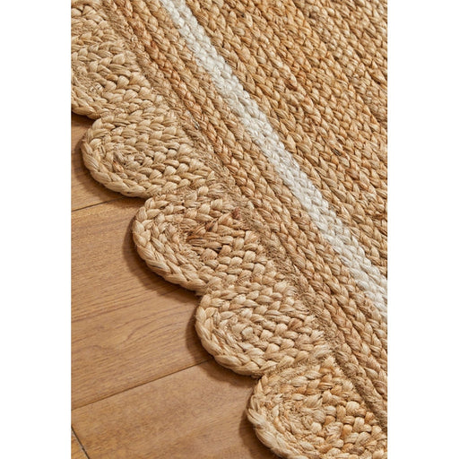 Naturals Jute Scallop Border Flatweave Natural/Bleach Runner