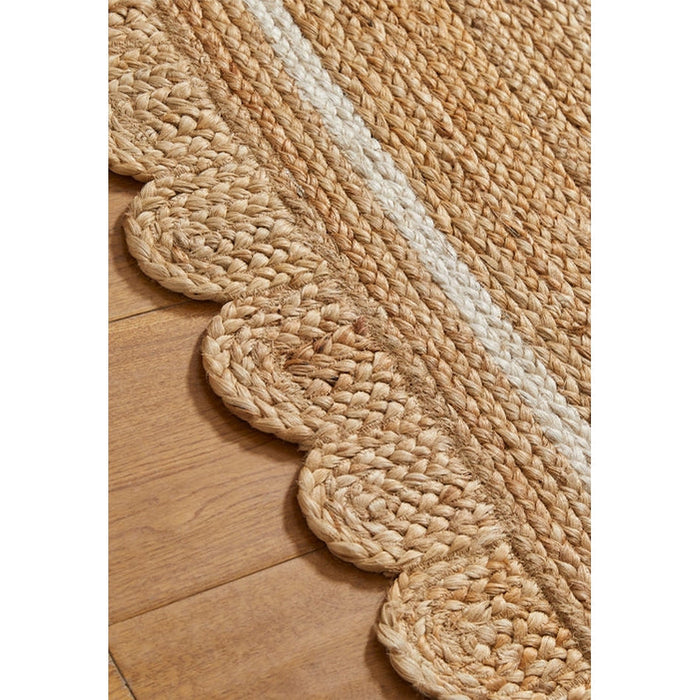 Naturals Jute Scallop Border Flatweave Natural/Bleach Runner