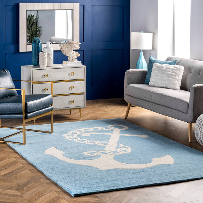 Tappeto Nautica Anchor Area Baby Blue 120x180 cm