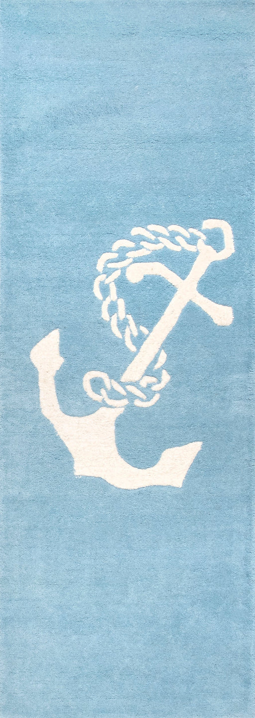 Tappeto Nautical Anchor Area Baby Blu 140 cm