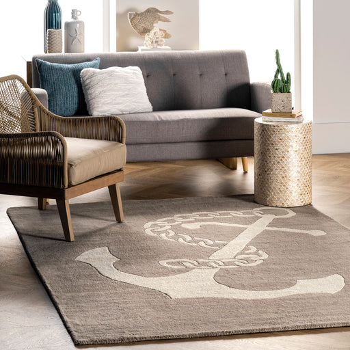 Nautical Anchor Area Rug in Beige Color