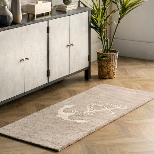 Nautical Anchor Area Rug in Beige for Home Decor