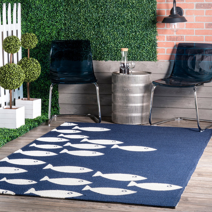 Nautical Fish Area Rug for Indoor and Outdoor Use