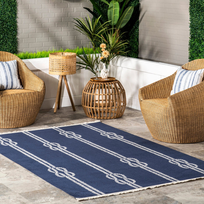 Nautical Indoor Outdoor Area Rug Navy 120x180 cm