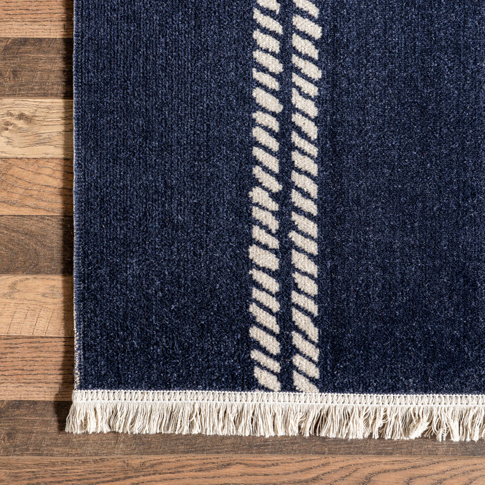 Nautical Indoor Outdoor Area Rug Navy 120x180 cm