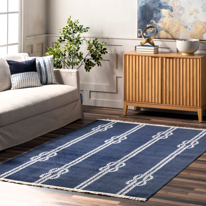 Nautical Indoor Outdoor Area Rug Navy 120x180 cm