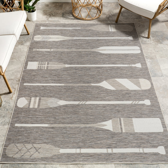 Nautical Oars Indoor Outdoor Rug 45 x 60 cm Beige