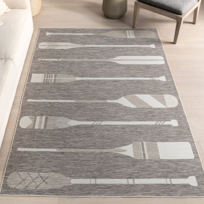 Nautical Oars Indoor Outdoor Rug 45 x 60 cm Beige