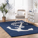 Nautical Themed Anchor Area Rug Navy Color