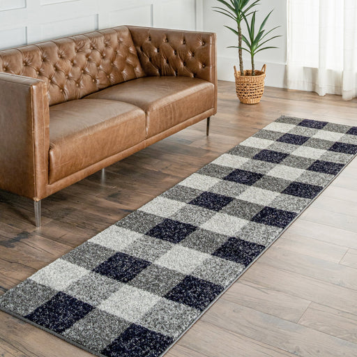 Navy Buffalo Plaid Area Rug in Various Sizes and Colors