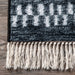 Navy Checkered Non-Slip Area Rug With Tassels 140x200 cm
