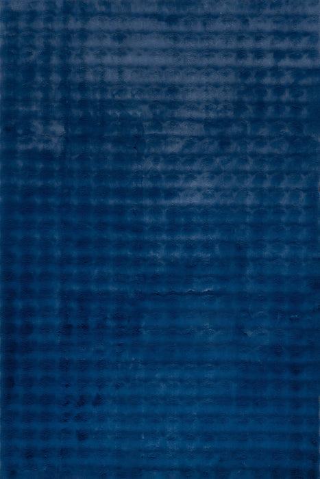 Navy Checkered Washable Plush Cloud Area Rug