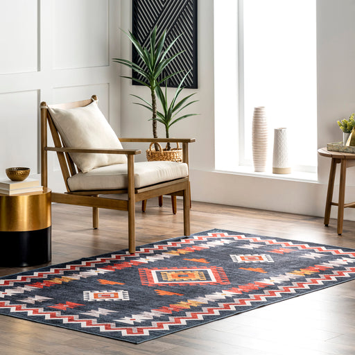 Navy Diamond Pattern Washable Area Rug 160x230 cm