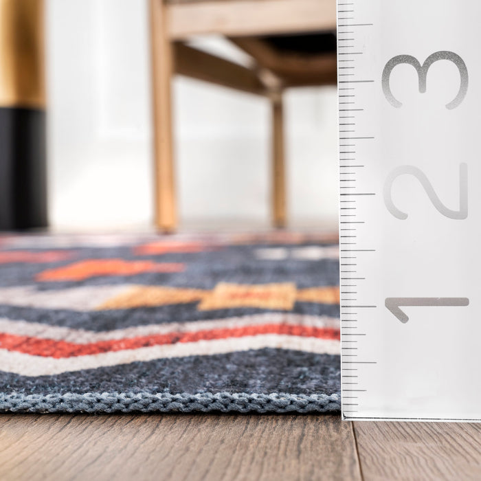 Navy Diamond Pattern Washable Area Rug 160x230 cm