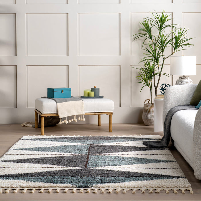 Navy Diamond Tasseled Area Rug 120x180 cm