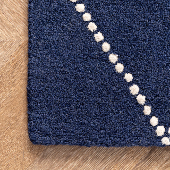 Navy Dotted Diamond Trellis Nursery Area Rug 120x160 cm