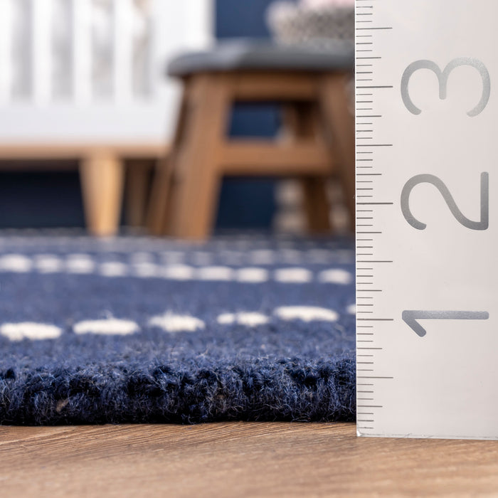 Navy Dotted Diamond Trellis Nursery Area Rug 120x160 cm