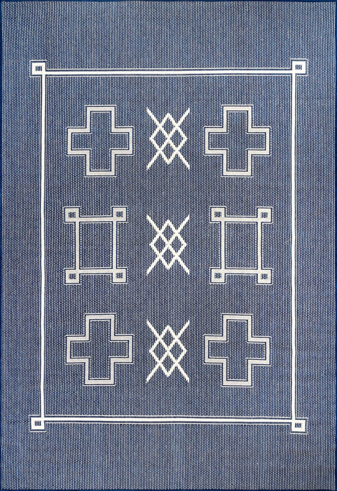 Navy Flatweave Area Rug For Indoor Outdoor Use 150x240 cm