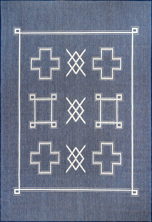 Navy Flatweave Area Rug For Indoor Outdoor Use 150x240 cm