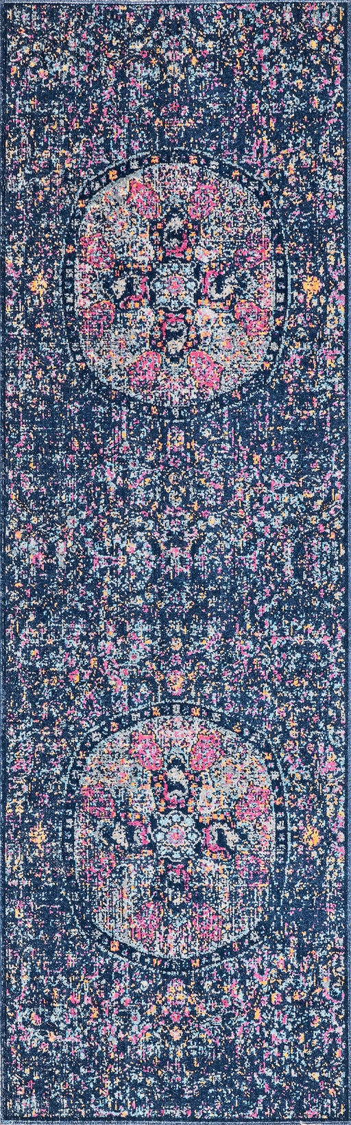 Navy Floral Mandala Area Rug 160x230 cm