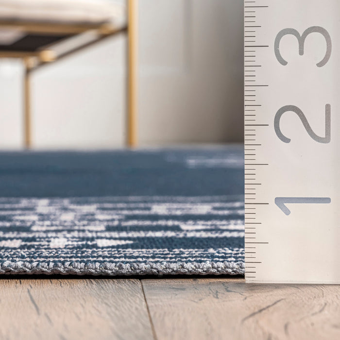 Navy Geometric Machine Washable Area Rug 160x230 cm
