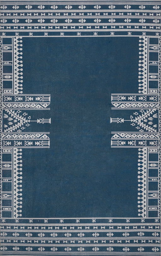 Navy Geometric Machine Washable Area Rug 160x230 cm