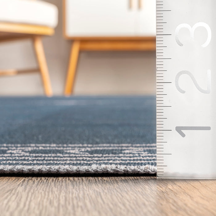 Navy Geometric Washable Area Rug for Busy Homes